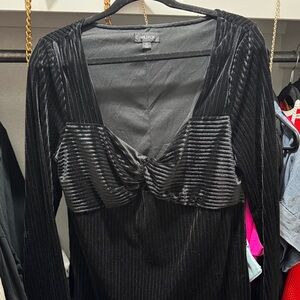 Wildfox Black Ribbed Velvet Top